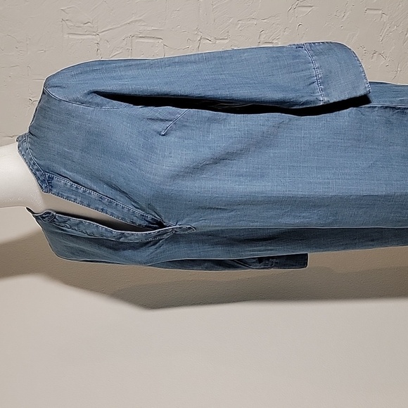 Vineyard Vines Blue Chambray Shirt Dress Tunic V-Neck Size 0 Preppy Coastal - Picture 10 of 16